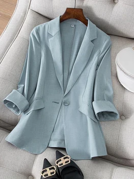 Женский пиджак 2023, пиджак для костюма, женская летняя новинка с рукавом Семь минут
