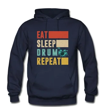 Мужские толстовки с барабанщиком, зимние высококачественные хлопковые флисовые винтажные толстовки с капюшоном Eat Sleep Drum Repeat, мужская одежда
