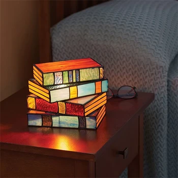 USB Витражная настольная лампа для книг, декоративная винтажная настольная лампа для чтения, настольная лампа для чтения, прикроватная тумбочка, настольные лампы из смолы