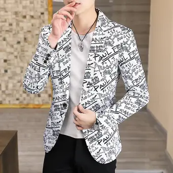 Мужской повседневный пиджак с принтом HOO 2023, молодежный приталенный модный блейзер на заказ