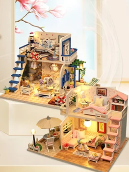 Игрушки для Детей casa Doll House включают в себя Пылезащитный Чехол Для Мебели Diy Миниатюрные 3D Деревянные Миниатюры Кукольный Домик Подарки На День Рождения