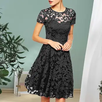 Однотонное женское мини-платье с прозрачной цветочной вышивкой, платье для выпускного вечера, элегантное летнее мини-платье большого размера, женская одежда
