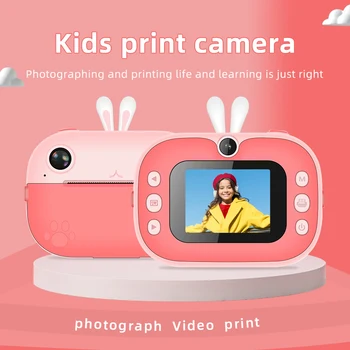 Детская цифровая камера Мгновенная печать для детей Камера для термопечати Камера для фотопечати видеоигры с картой памяти 32G