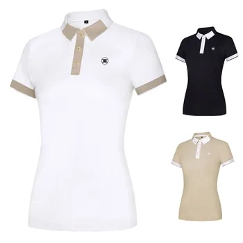 2024 Рубашка для гольфа, женская рубашка-поло с короткими рукавами и лацканами, эластичная дышащая теннисная одежда, женская высококачественная футболка для гольфа