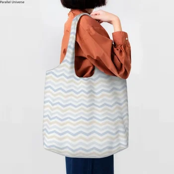 Художественная сумка для покупок с зигзагообразным рисунком, переработанная, богемная, современная геометрическая Холщовая сумка для покупок в продуктовых магазинах, сумки через плечо, подарки