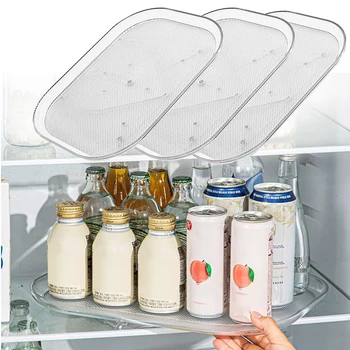 Поворотный органайзер для холодильника, вращающийся на 360 Градусов прямоугольный стеллаж для хранения, прозрачный поворотный стеллаж для кухонного шкафа, стола, кладовой