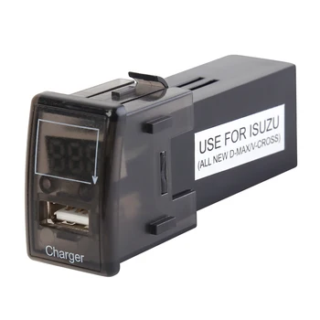 Прочное Автомобильное Зарядное Устройство USB Изящный Дизайн От 12 В 24 В до 5 В 2.1A Адаптер Автомобильного Зарядного Устройства USB с Синим Светодиодным Вольтметром для ISUZU