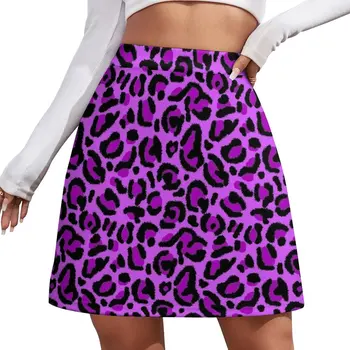Фиолетовая мини-юбка Y2K с эстетичным леопардовым принтом, женская мини-юбка для ночного клуба, женская юбка