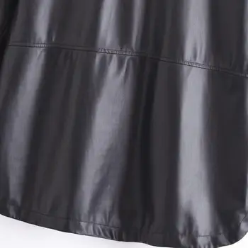 Женское свободное пальто Стильное женское пальто-кардиган средней длины, ветрозащитный лацкан из искусственной кожи, свободный крой с карманами, разрезными на весну