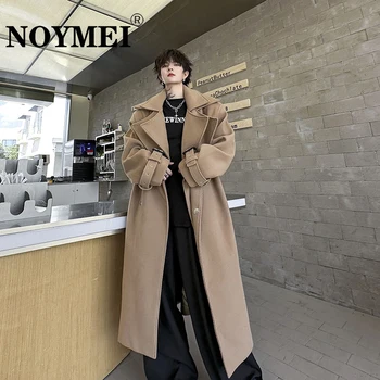 NOYMEI, Утолщенное шерстяное двубортное однотонное пальто средней длины в стиле ретро, приталенный дизайн, длина выше колена, модная зимняя одежда WA3345