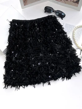 Сексуальная плетеная короткая юбка трапециевидной формы с кисточками и пайетками, обертывающая ягодицы, новинка 2023 года, корейская модная женская одежда