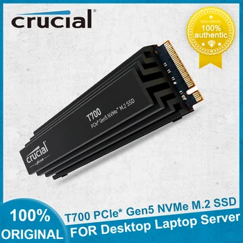 НОВЫЙ Внутренний твердотельный накопитель Crucial T700 1 ТБ 2 ТБ 4 ТБ PCIe Gen 5.0 x4 NVMe 2.0 SSD с радиатором для Настольного Ноутбука Серверной Рабочей станции