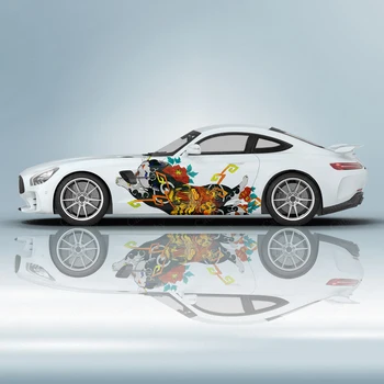 Наклейка для автомобиля с изображением кошки и цветка на японской стороне с графическим рисунком 