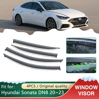 4x Автомобильные Козырьки на Окна для Hyundai Sonata DN8 2020 2021 2022 2023 Автоаксессуары Тенты Солнцезащитные Дождевые Дымовые Козырьки Защитный Дефлектор