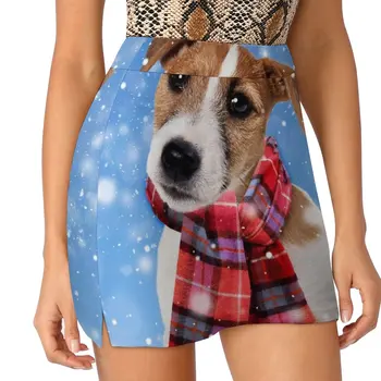 Симпатичная собака Джек-Рассел-терьер в шарфе Светонепроницаемая брючная юбка юбка юбка милое женское платье