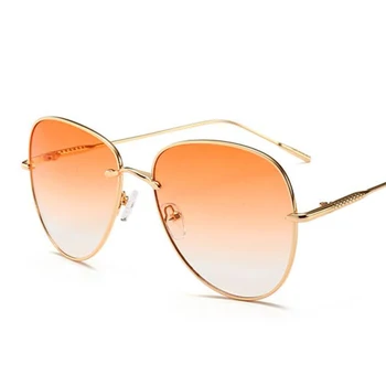 винтажные солнцезащитные очки женские с градиентными оранжевыми линзами зеркальные Солнцезащитные очки Для женщин из золотого металла фестивальные очки oculos feminino