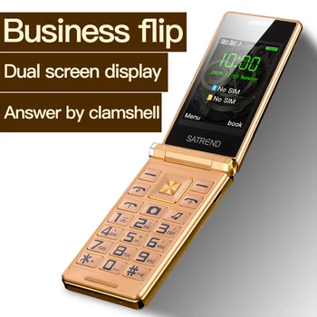 Флип-телефон с двумя экранами A15 Поддерживает Русскую клавиатуру Дешевый мобильный телефон Senior Touch Elder Clamshell