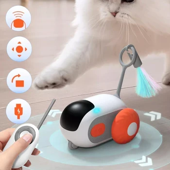 Интеллектуальная игрушечная машинка для кошек, Интерактивный игрушечный мяч для кошек, игрушечная машинка с автоматическим дистанционным управлением, аксессуары для кошек, принадлежности для домашних котенков