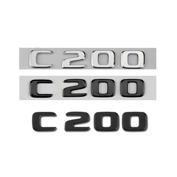 3D ABS Глянцевый Черный Хром Автомобильные Буквы Эмблема Заднего Багажника Значок Наклейка Для Логотипа Mercedes Benz C200 Аксессуары W205 W204 W203