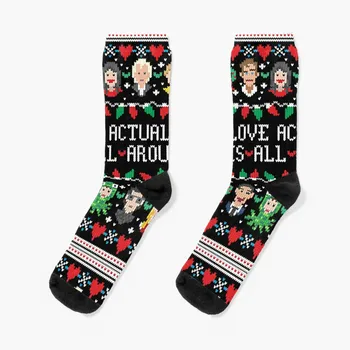 Винтажный подарок, Любовь, На самом деле, Уродливое Рождество, Лучшие мужские и женские носки, цветные носки, мужские носки, роскошные женские носки