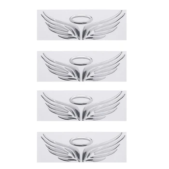 4X 3D хромированная наклейка с крылом Ангела, наклейка с эмблемой автомобиля, цвет украшения серебристый