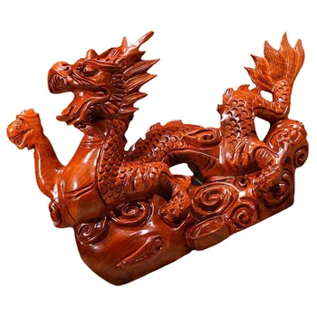 Деревянная китайская фигурка дракона Фэншуй Статуэтка Мини Подарок на Год Дракона Китайский Зодиак Фигурки дракона из дерева ручной работы
