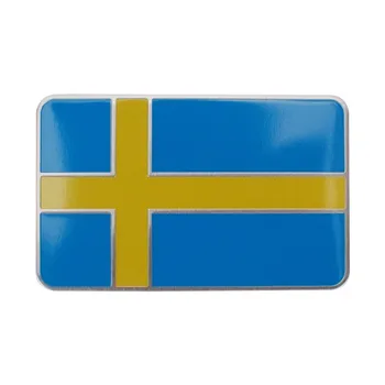 1шт, бесплатная доставка, наклейка с национальным флагом Швеции, прямоугольная крутая наклейка на кузов автомобиля/тюнинг /металл, матовая отделка из алюминиевого сплава