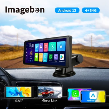 6,86-дюймовый 8-Ядерный Android 12 Dash Cam Беспроводной CarPlay Android Auto Автомобильный Видеорегистратор MP5 Bluetooth FM Зеркальная Ссылка Обзор Зеркальной Камеры