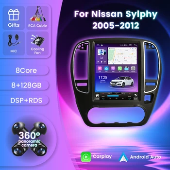 8G + 128G 2Din Android 12 Автомагнитола для Nissan Bluebird Sylphy G11 2005-2012 Мультимедийный Видеоплеер Стерео GPS Carplay Auto BT