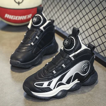 2023 новая детская амортизирующая нескользящая спортивная обувь с вращающимися кнопками для учащихся начальной школы, настоящая боевая баскетбольная обувь