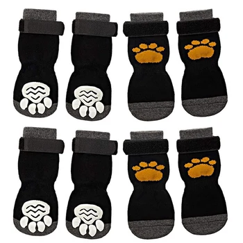 8 Штук противоскользящих носков для собак, нескользящие вязаные носки для собак с регулируемым ремешком, регулирующим сцепление, для ношения в помещении На паркетном полу