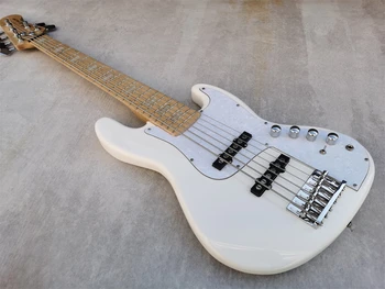 Заводская белая 6-струнная электрическая бас-гитара, кленовый гриф, хромированная фурнитура, активный звукосниматель, изготовленный на заказ