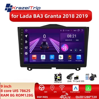 Android 12 Автомагнитола для LADA BA3 Granta 2018 2019 Andriod Auto Wireless Carplay 8core 7682S 128G 9-Дюймовый Автомобильный стерео GPS DSP