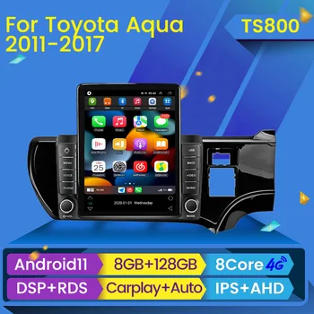 8G + 128G 2 Din Стереоприемник Автомобильный Радиоприемник Для Toyota Aqua 2011 2012-2017 Tesla Style Android 11 Радио Автомобильный Навигатор Carplay