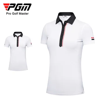 PGM Женская Летняя футболка для гольфа С коротким рукавом Дышащего Дизайна, Впитывающая Влагу, Быстросохнущая Одежда для Гольфа для Женщин YF598