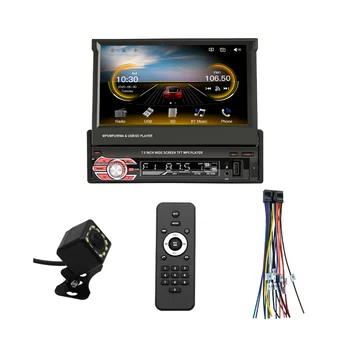 7-Дюймовая Автомобильная Стереосистема с Ручным Переключением, Carplay Android Auto, Радио с Сенсорным экраном Single Din HD, Камера заднего Вида с Зеркальной Связью FM Bluetooth