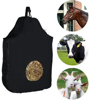 Подвесная кормушка для мешка с сеном для лошадей большой емкости, сумки для хранения сена для кормления коз, медленная кормушка для домашних животных