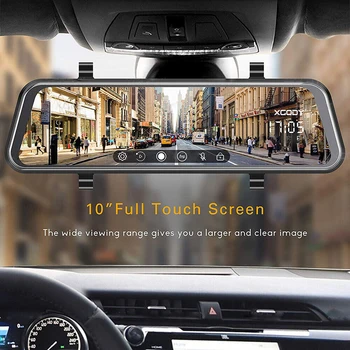 HD 1080P 10-дюймовый двухобъективный автомобильный регистратор данных Автомобильный видеомагнитофон заднего вида Автомобильные регистраторы обнаружения движения ночного видения