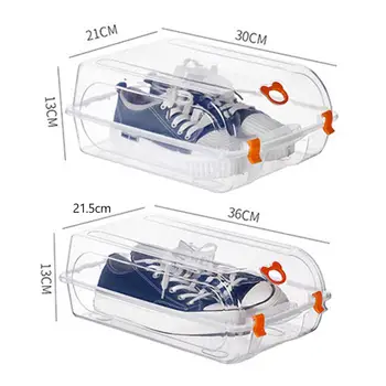 Штабелируемая коробка для обуви, прочная коробка для обуви, прозрачная коробка для хранения обуви с вентиляционными отверстиями, компактный пластиковый органайзер для дома