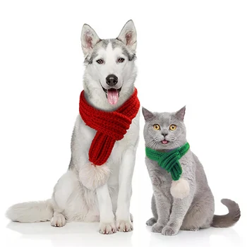 Рождественский шарф для собак, красная кошка, милая вязаная собака, осень-зима, сохраняющая тепло, принадлежности, аксессуары для маленьких собак, Рождественская вечеринка