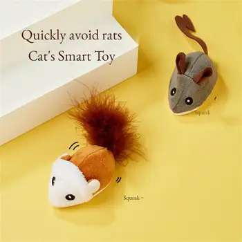 Умная бегущая мышь, игрушка для кошек, Интерактивные случайно движущиеся электрические игрушки для кошек, имитирующие мышей, Плюшевые игрушки для котенка, играющие самостоятельно