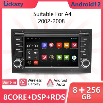 Беспроводной Carplay 2Din АвтоРадио Android 12 Для Audi A4 B6 B7 S4 B7 B6 RS4 Seat Exeo RS4 B7 2002-2008 Мультимедиа Стерео GPS Navi