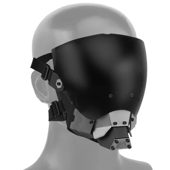 Киберпанковская тактическая маска командира, полнолицевая противотуманная маска для пейнтбола, Двусторонняя съемная защитная экипировка для страйкбола и варгейма