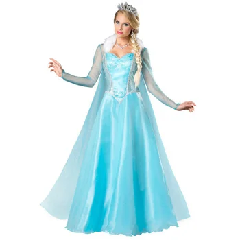 Хэллоуин карнавальная вечеринка Принцесса Анна Эльза королева синее платье костюм замороженной королевы косплей маскарадное платье феи для женщин