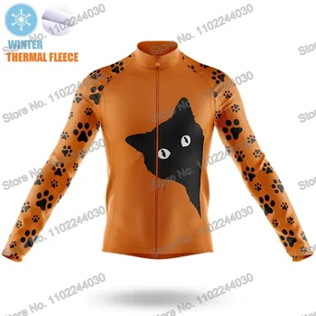 2023 г. Велосипедная одежда Peeking Black Cat Зимняя Велосипедная майка Мужская велосипедная рубашка с длинными рукавами Велосипедная рубашка