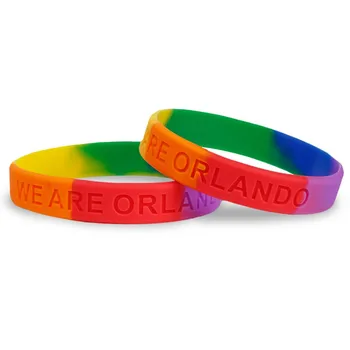 300шт. Резиновые браслеты We Are Orlando Rainbow Силиконовые Браслеты