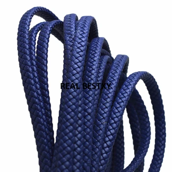 5 м/лот, приблизительно 7 * 4 мм, синий плоский плетеный кожаный шнур, ювелирные изделия, шнуры, струны, нить для ожерелья, браслета, ювелирных изделий своими руками