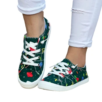 Женские рождественские парусиновые кроссовки, приятный для кожи и дышащий подарок на Рождество, День рождения, Новый год