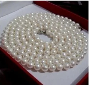 Великолепное ожерелье из Белого круглого жемчуга южного моря AAA 9-8 мм 24 дюйма