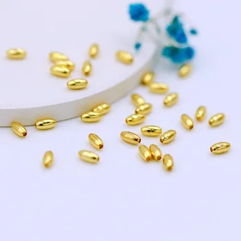 50шт 18-каратные сохраняющие цвет бусины из проса с медным покрытием из настоящего золота, разделенные бусины DIY ожерелье бусины антиокислительный браслет
